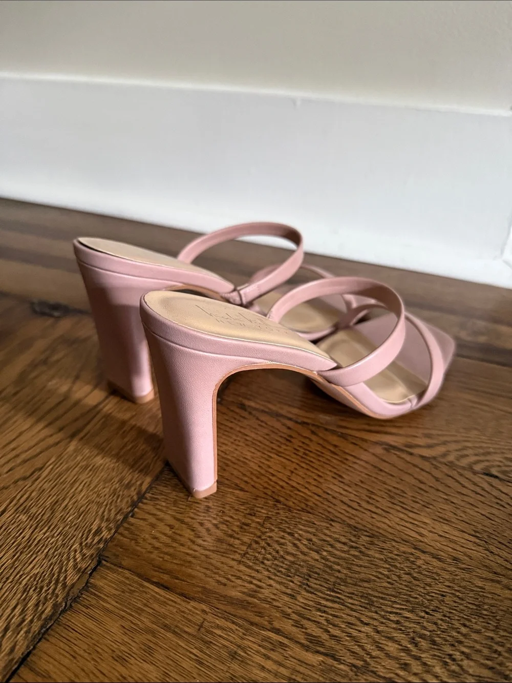 NEW Nicole Miller Blush Pink Strappy Block Heel Sandals